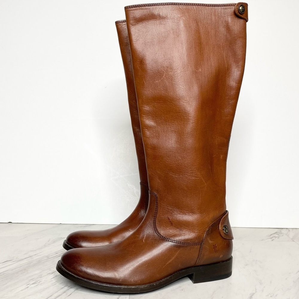Frye Melissa Button Back Zipper Brown Boots 5 1/2